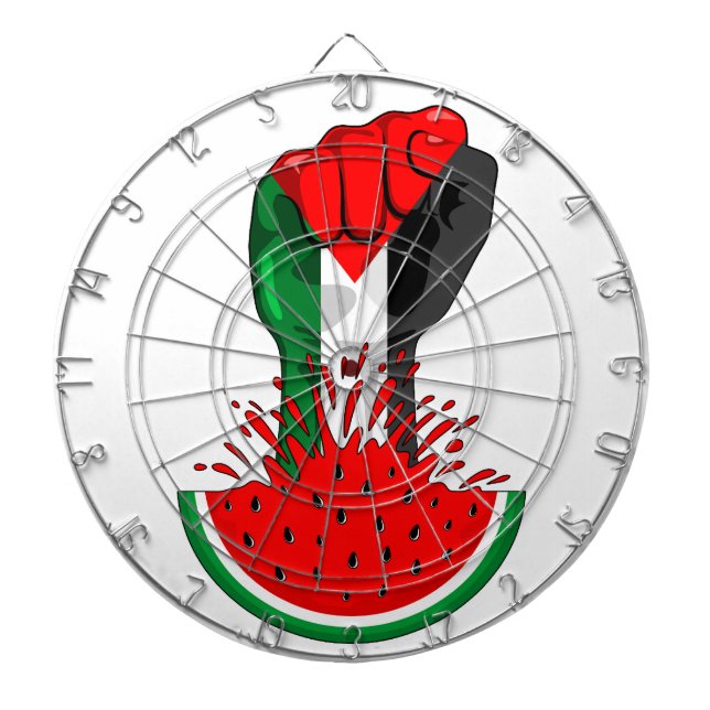 Palestine resistance fist on Watermelon Dart Board (Front)