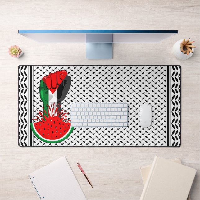 Palestine resistance fist on Watermelon Desk Mat (Office 1)