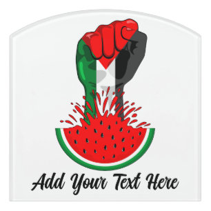 Palestine resistance fist on Watermelon Door Sign