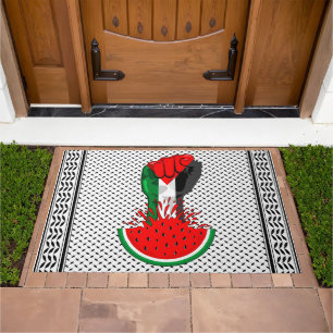 Palestine resistance fist on Watermelon Doormat