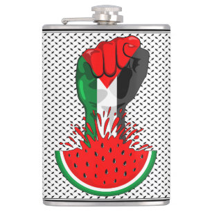 Palestine resistance fist on Watermelon Flask
