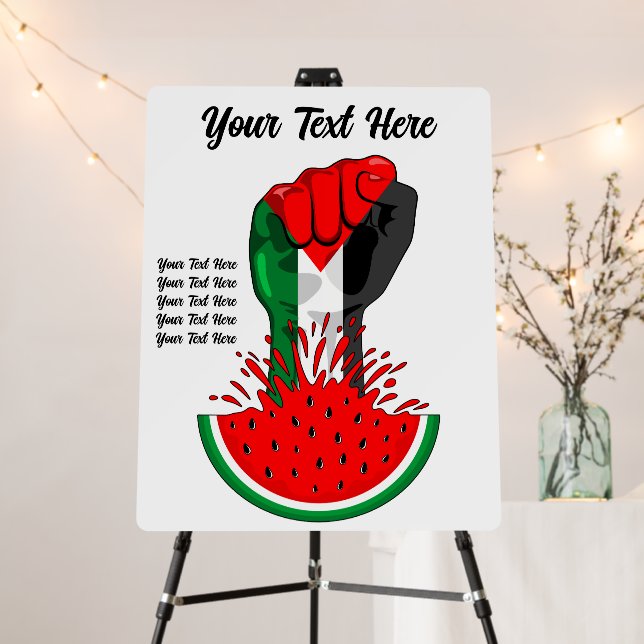 Palestine resistance fist on Watermelon Foam Board (In Situ (Stand))