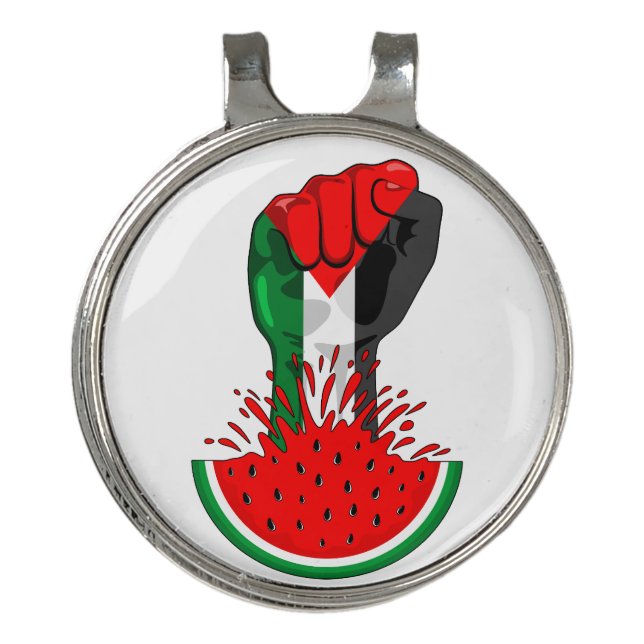 Palestine resistance fist on Watermelon Golf Hat Clip (Front)