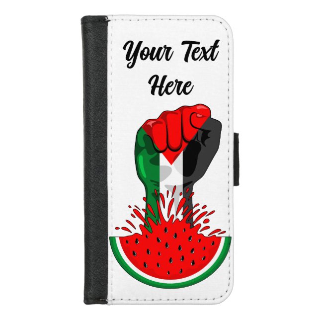Palestine resistance fist on Watermelon iPhone Wallet Case (Front)