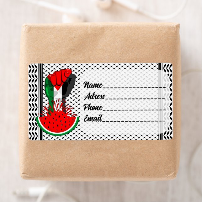 Palestine resistance fist on Watermelon Label (Insitu)