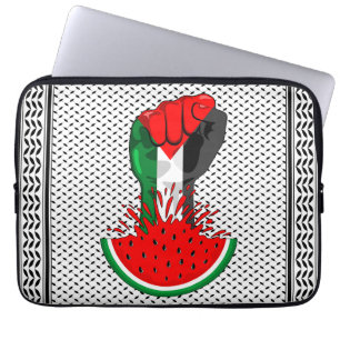 Palestine resistance fist on Watermelon Laptop Sleeve