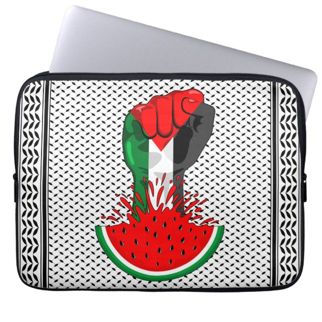 Palestine resistance fist on Watermelon Laptop Sleeve (Front)