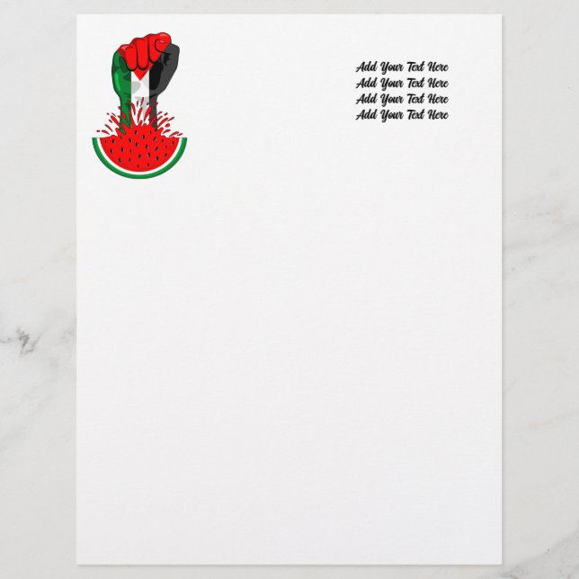 Palestine resistance fist on Watermelon Letterhead (Front)