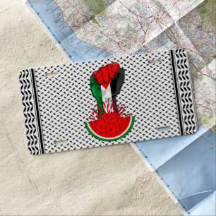 Palestine resistance fist on Watermelon License Plate