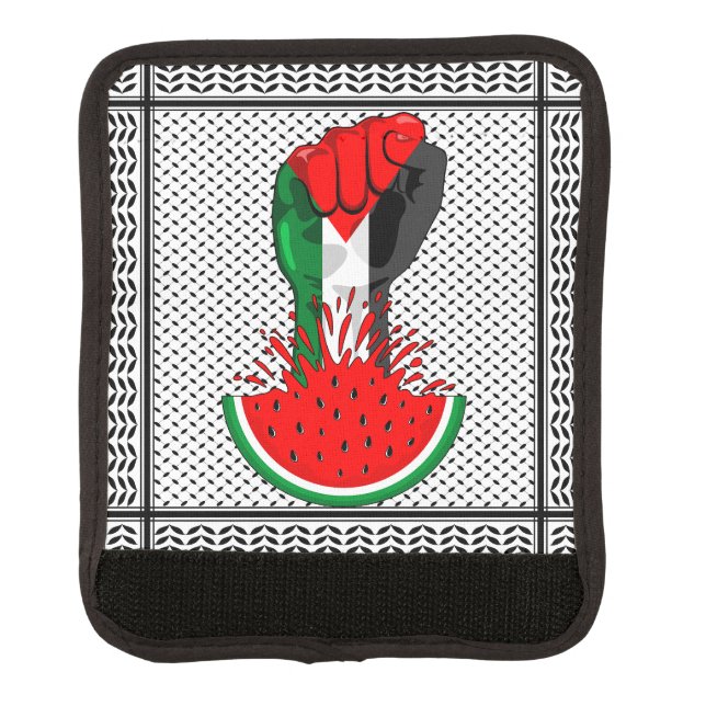 Palestine resistance fist on Watermelon Luggage Handle Wrap (Front)