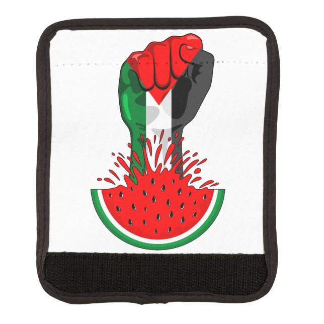 Palestine resistance fist on Watermelon Luggage Handle Wrap (Front)