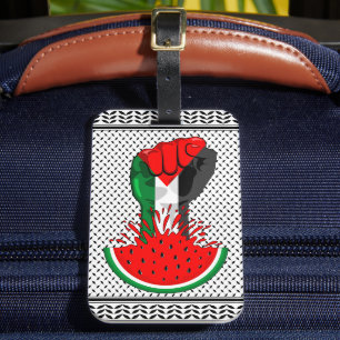 Palestine resistance fist on Watermelon Luggage Tag
