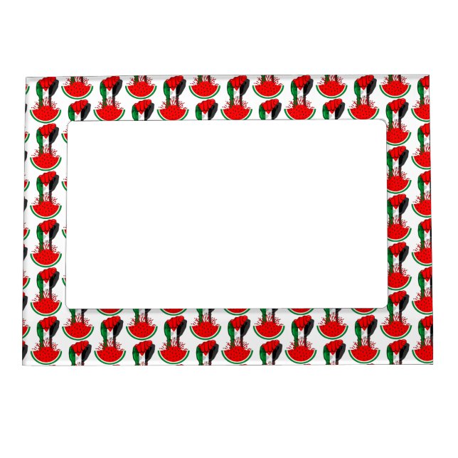Palestine resistance fist on Watermelon Magnetic Frame (Front)
