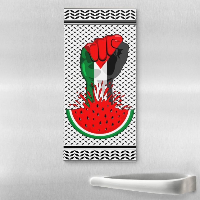 Palestine resistance fist on Watermelon Magnetic Notepad (In Situ)