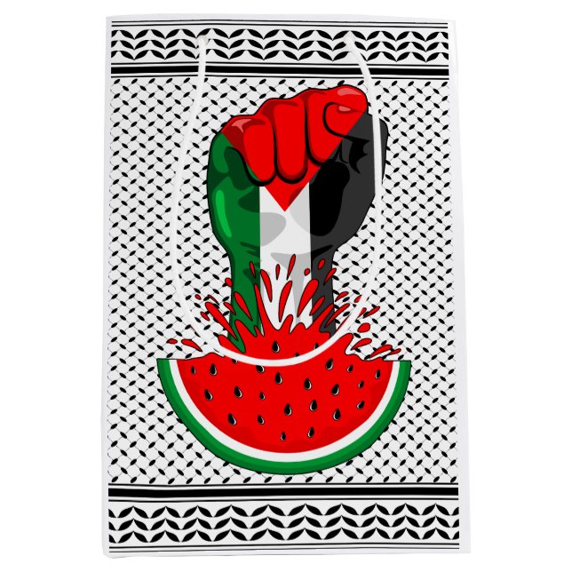 Palestine resistance fist on Watermelon Medium Gift Bag (Front)