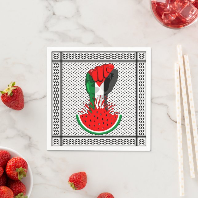 Palestine resistance fist on Watermelon Napkins (Insitu)