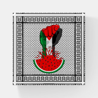 Palestine resistance fist on Watermelon Paperweight