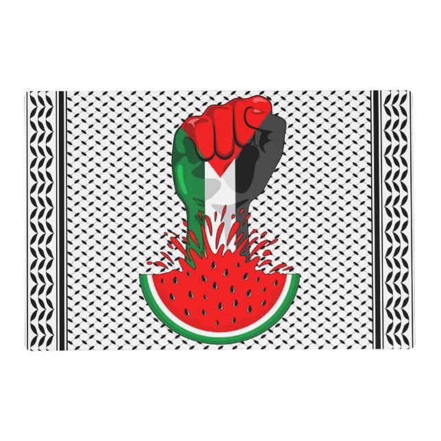 Palestine resistance fist on Watermelon Placemat (Front)