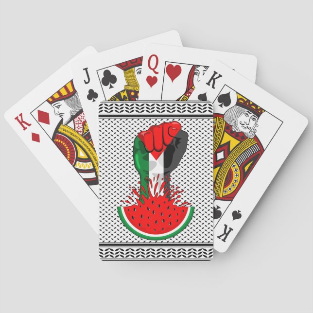 Palestine resistance fist on Watermelon Poker Cards (Back)