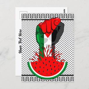 Palestine resistance fist on Watermelon Postcard