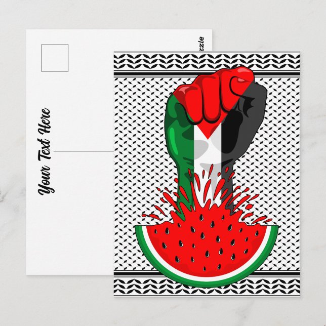 Palestine resistance fist on Watermelon Postcard (Front/Back)
