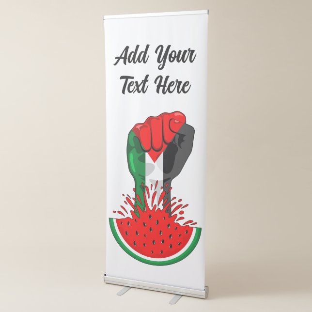 Palestine resistance fist on Watermelon Retractable Banner (3/4)