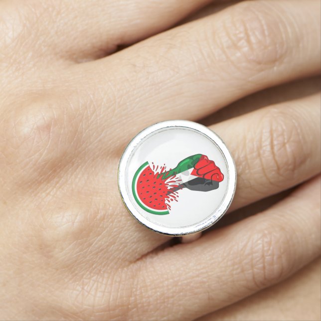 Palestine resistance fist on Watermelon Ring (In Situ)