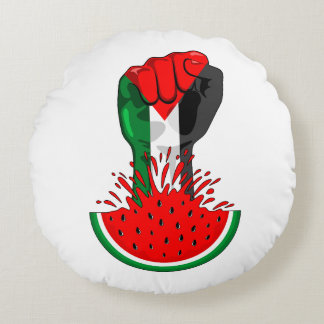 Palestine resistance fist on Watermelon Round Pillow