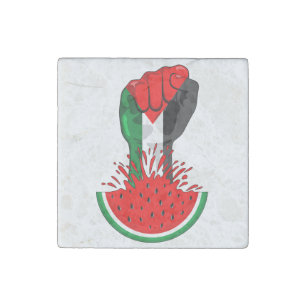 Palestine resistance fist on Watermelon Stone Magnet