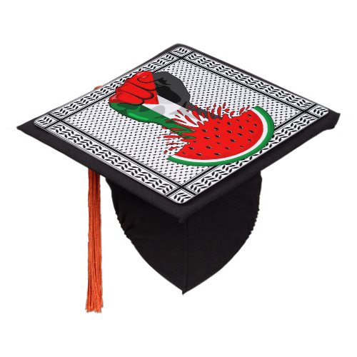 Palestine resistance fist on Watermelon Symbol Graduation Cap Topper