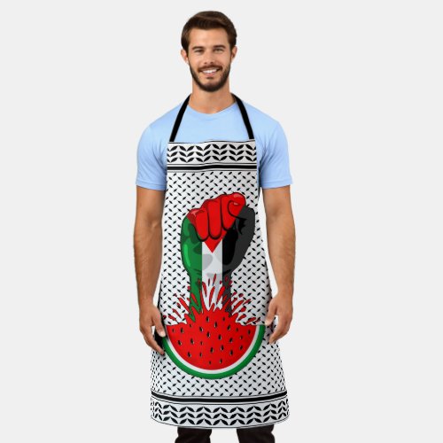 Palestine resistance fist on Watermelon Symbol of  Apron