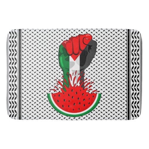 Palestine resistance fist on Watermelon Symbol of  Bath Mat
