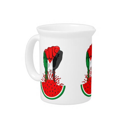 Palestine resistance fist on Watermelon Symbol of  Beverage Pitcher