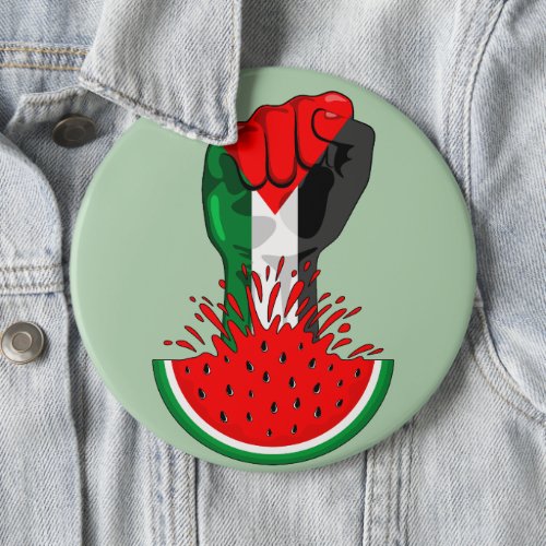 Palestine resistance fist on Watermelon Symbol of  Button