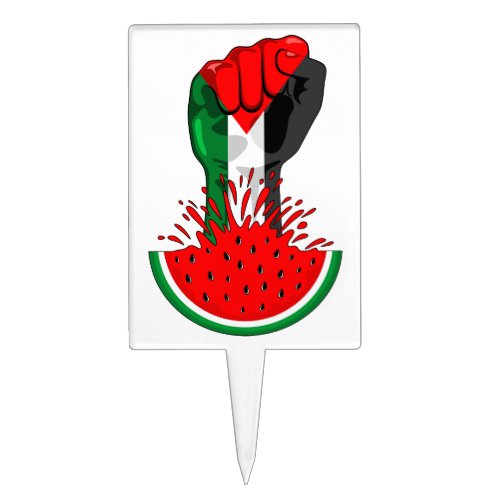 Palestine resistance fist on Watermelon Symbol of  Cake Topper