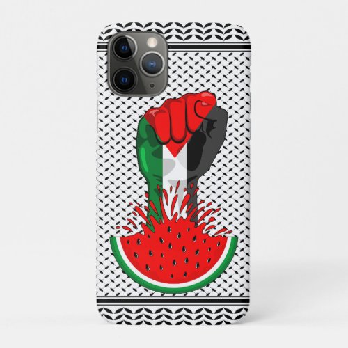 Palestine resistance fist on Watermelon Symbol of  iPhone 11 Pro Case