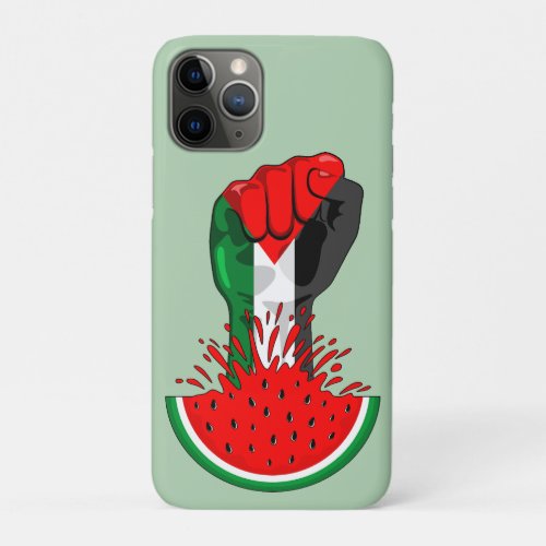 Palestine resistance fist on Watermelon Symbol of  iPhone 11 Pro Case