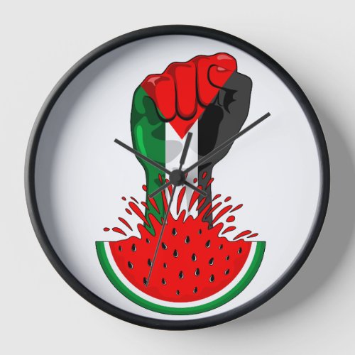 Palestine resistance fist on Watermelon Symbol of  Clock