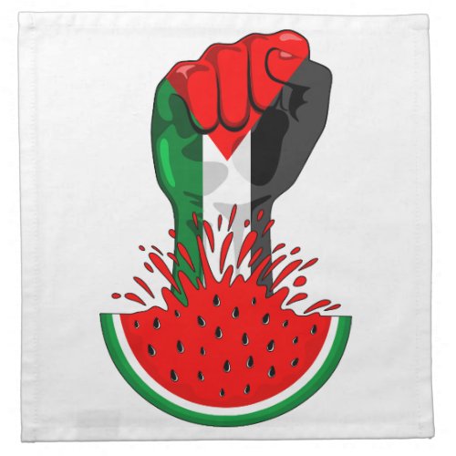 Palestine resistance fist on Watermelon Symbol of  Cloth Napkin