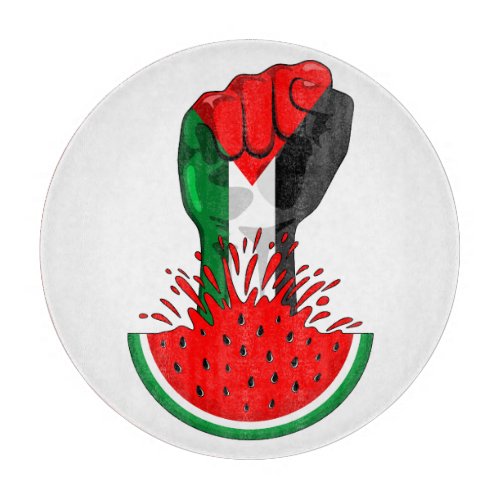 Palestine resistance fist on Watermelon Symbol of  Cutting Board