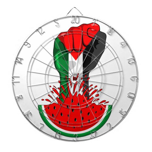 Palestine resistance fist on Watermelon Symbol of  Dart Board