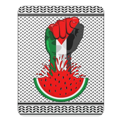 Palestine resistance fist on Watermelon Symbol of  Door Sign