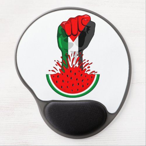 Palestine resistance fist on Watermelon Symbol of  Gel Mouse Pad