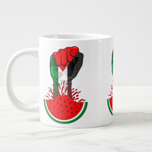 Palestine resistance fist on Watermelon Symbol of  Giant Coffee Mug