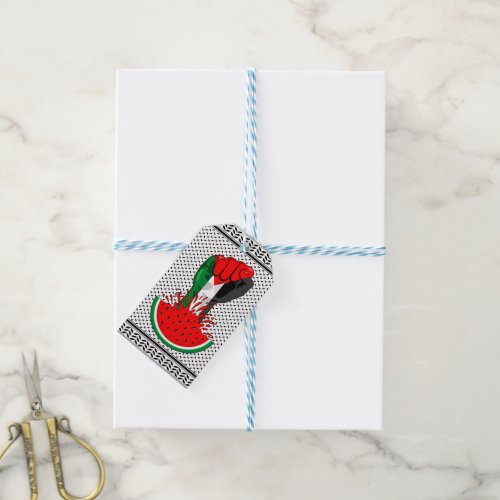 Palestine resistance fist on Watermelon Symbol of  Gift Tags