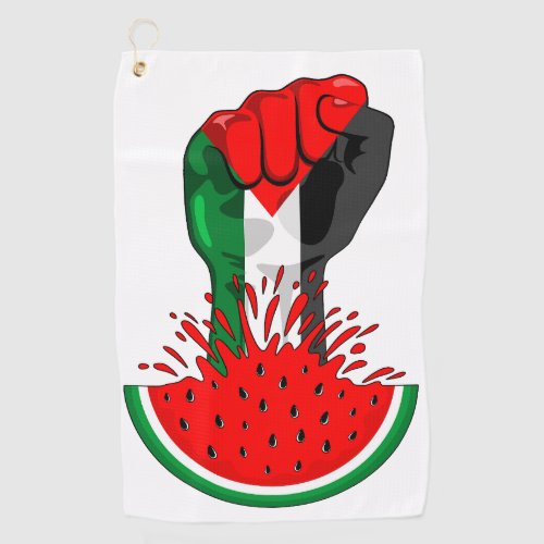 Palestine resistance fist on Watermelon Symbol of  Golf Towel