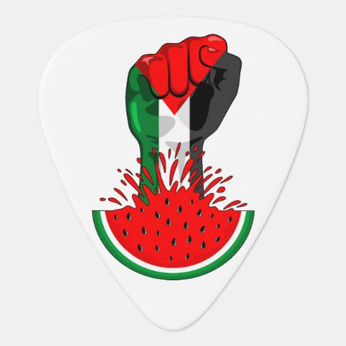 Palestine resistance fist on Watermelon Symbol of  Guitar Pick