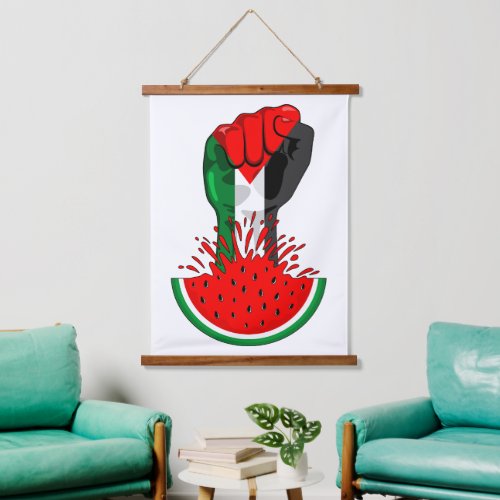 Palestine resistance fist on Watermelon Symbol of  Hanging Tapestry