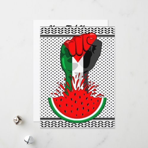Palestine resistance fist on Watermelon Symbol of  Holiday Card
