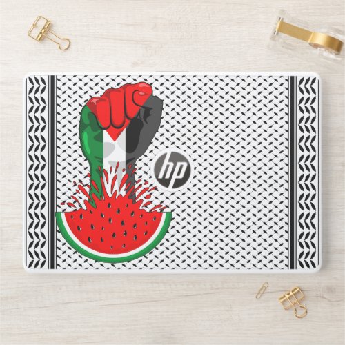 Palestine resistance fist on Watermelon Symbol of  HP Laptop Skin